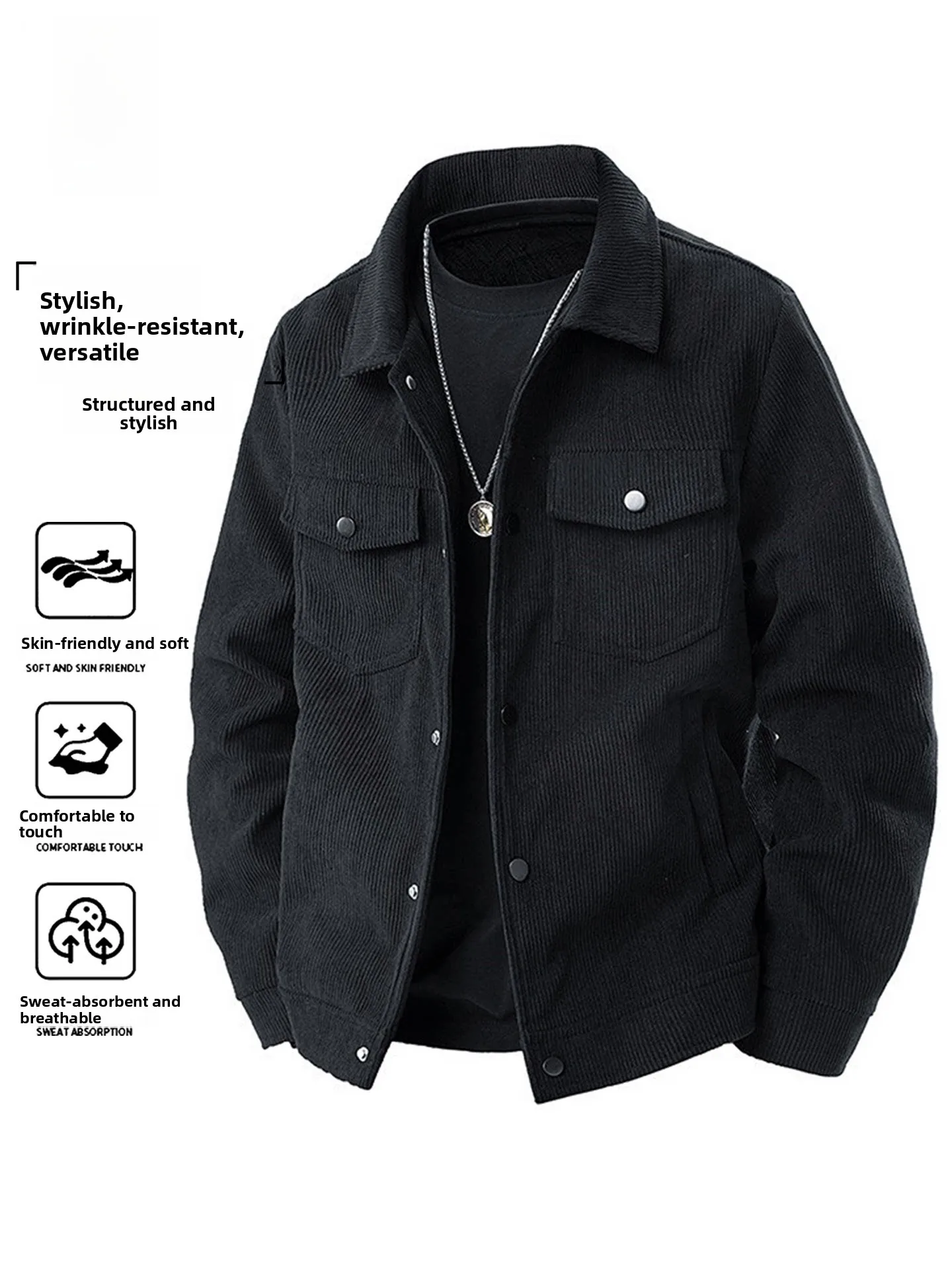 

Nanilu Men's Warm Corduroy Jacket Loose Fit Versatile Workwear Style Autumn Spring New Arrival Fashionable Urban Commute