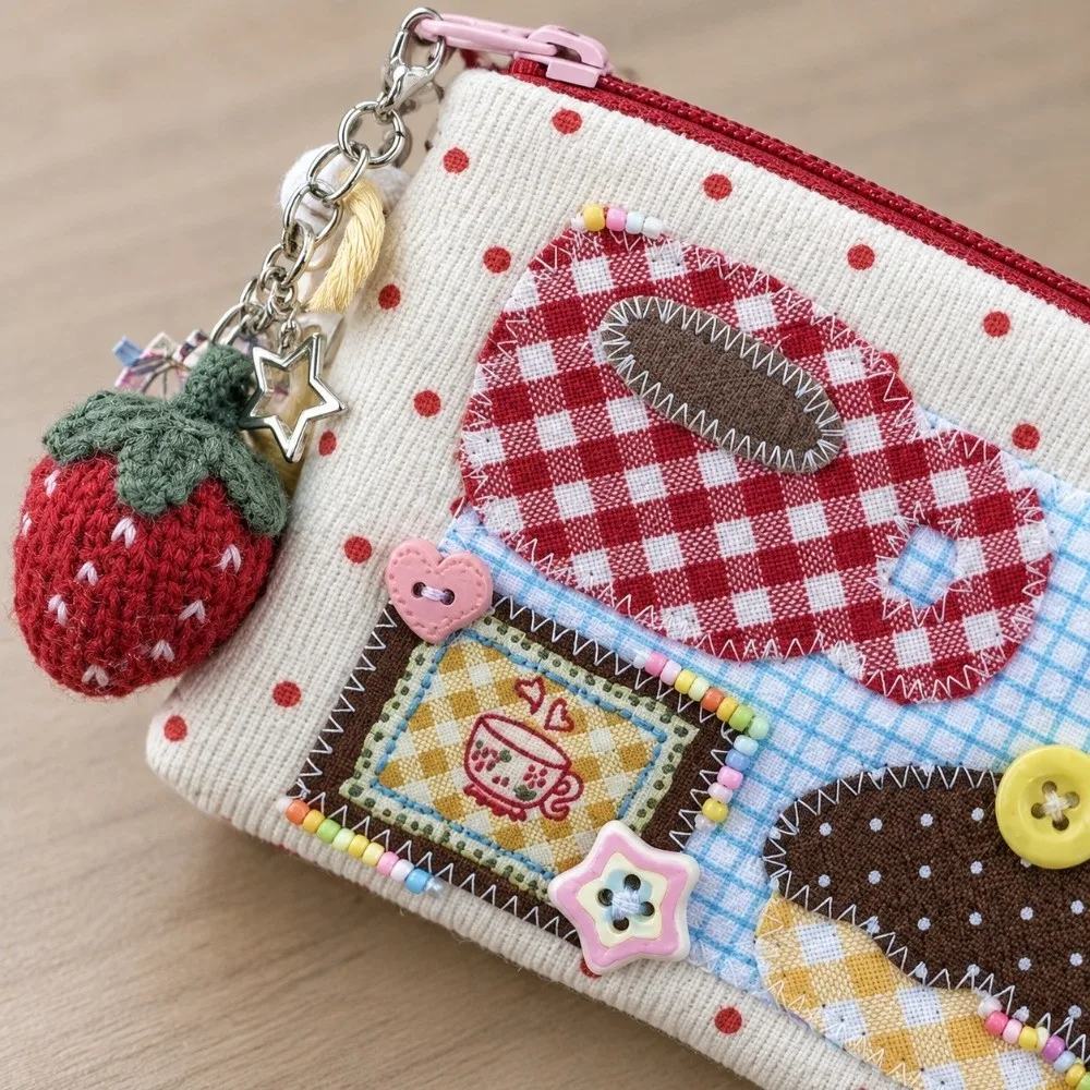 Cute Patchwork Small Coin Purse Square Shape Large Capacity Square Wallet Makeup Bag Coins Cards and Small Items