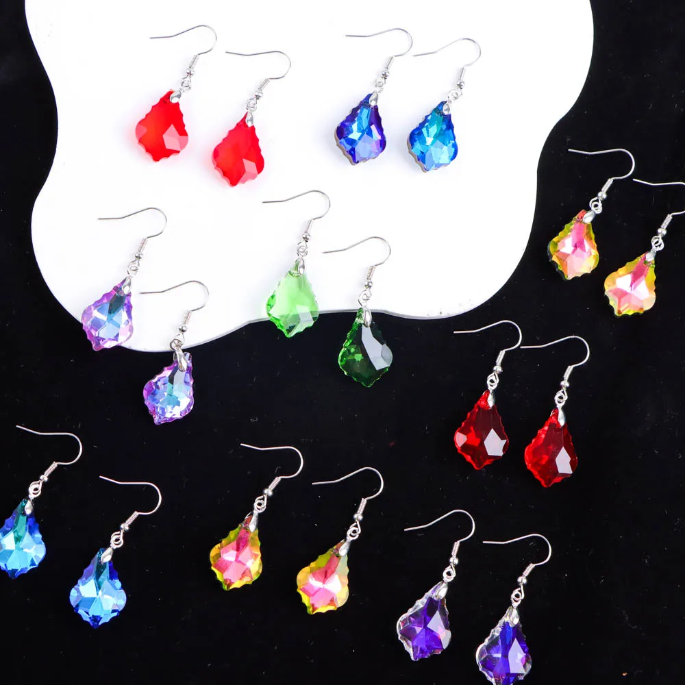 أقراط ملونة من حجر الراين للنساء ، قطرة ماء ، قلادة من أوراق القيقب ، إكسسوارات مجوهرات ، هدايا حفلات ، أزياء أنيقة ، 10 أزواج لكل لوط #3