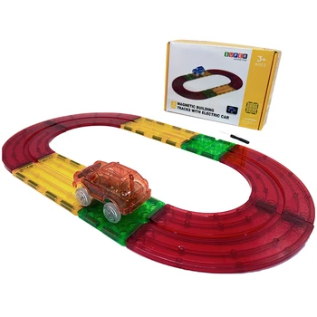전자 LED 라이트 자동차 퍼즐 조립 트랙 파이프 손 눈 조정 장난감과 새로운 도착 자기 건물 트랙