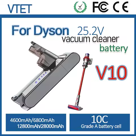 2026 New 25.2V V1012800mAh Suitable for Dyson SV12/V10 Vacuum Cleaner Battery Replacement Rechargeable Battery 10C Tool Battery