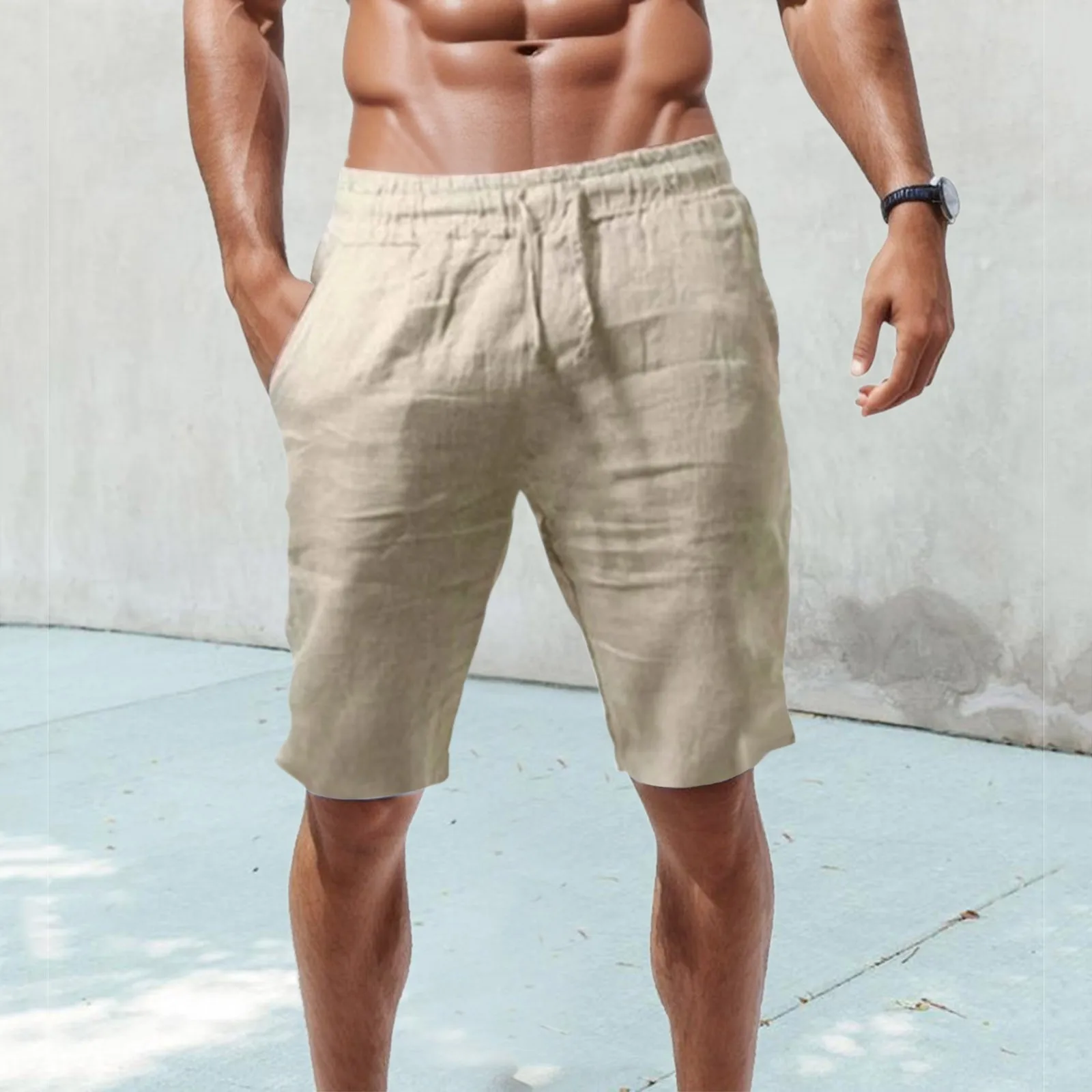 

Cotton Linen Shorts Man Oversized Casual Soild Shorts Men Summer Breathable Sport Beach Shorts Gym Basketball Shorts Men Clothes