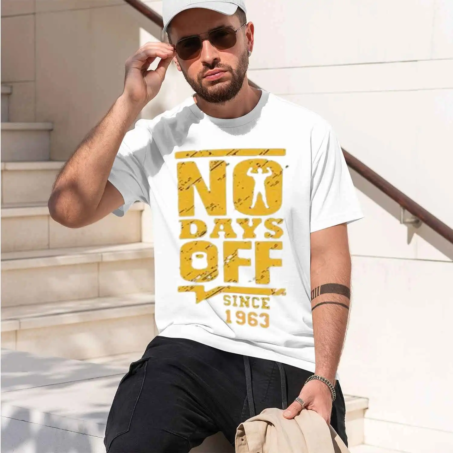 Men's Graph T-Shirt No Days Off since 1963 – No Days Off since 1963 2026 New Model Short-sleeve crewneck T-Shirt Classic Casual