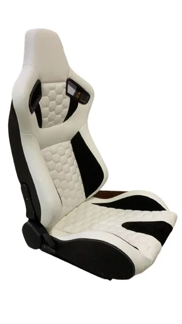 Universal Reclinable White PVC Carbon Look Leather Bucket Racing Seats 9008 Series