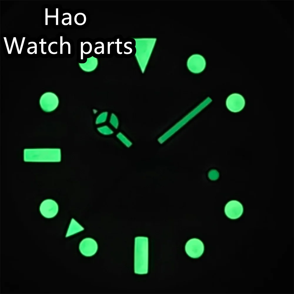 BLIGER 29mm GMT Quartz Watch Dial Black White Dial Green Luminous Fit RONDA 515/RONDA 515-24H Quartz Movement Watch Parts