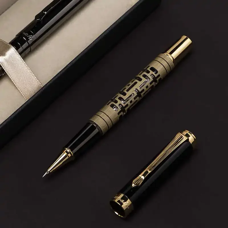 Hot Luxuris Writers MB Rollerball Pen 0.5mm/0.7mm Metal Chinese Openwork Ancient Style Design Office Black Stationery Gift Gel P