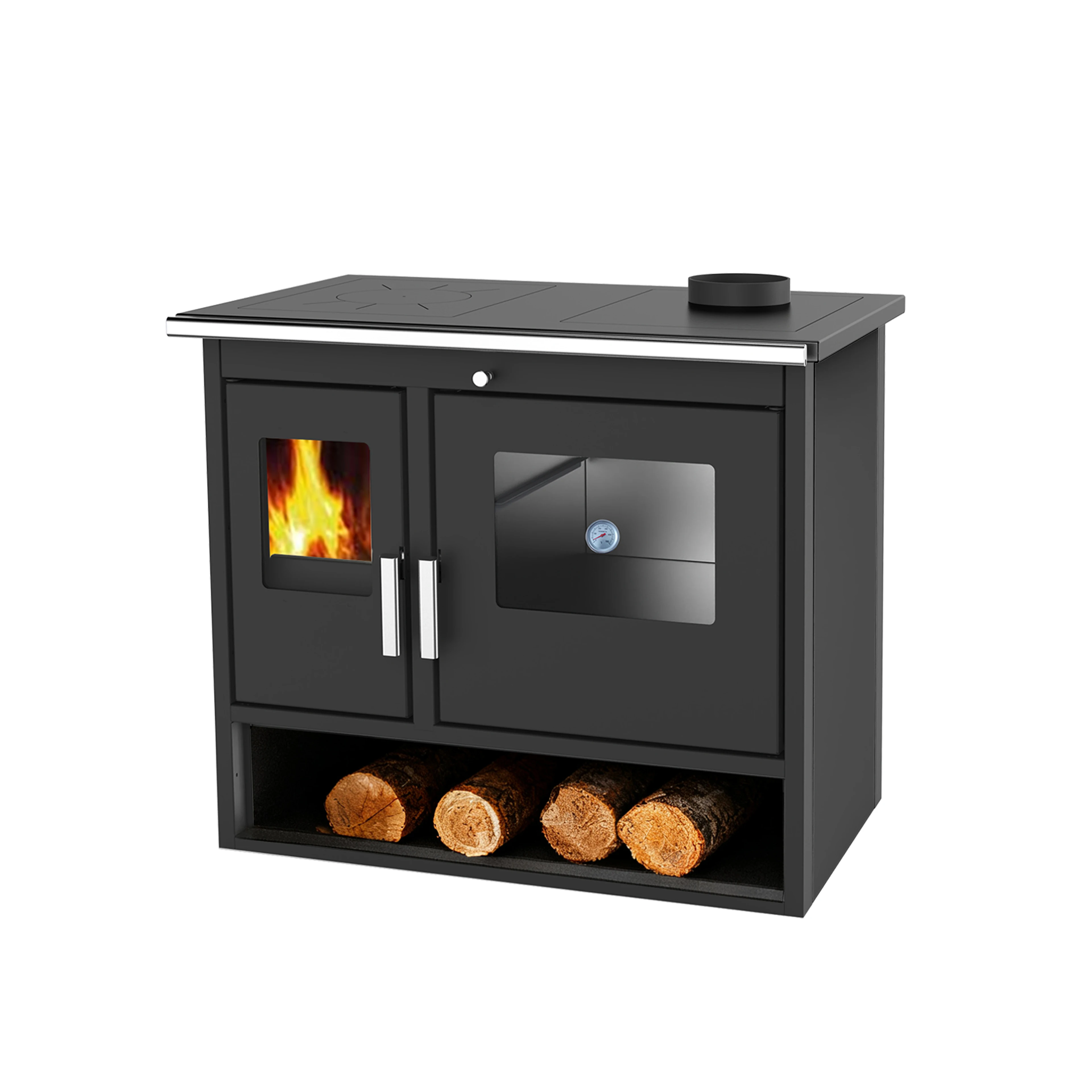 

Прочная стальная дровяная печь с духовкой и варочной поверхностью для приготовления пищи и обогрева (Stufa a Legna)