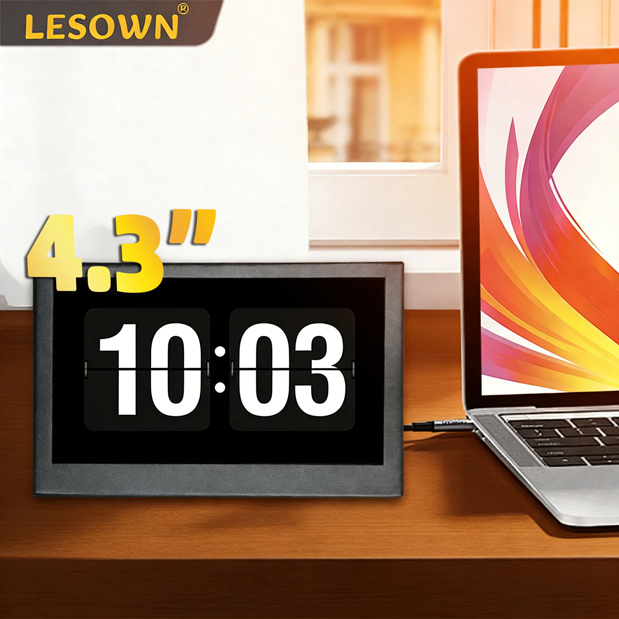 

LESOWN 4.3 Inch mini Display 800x480 Small Portable Monitor Plug & Play Extended Monitor Additional Screen for Electronic clock
