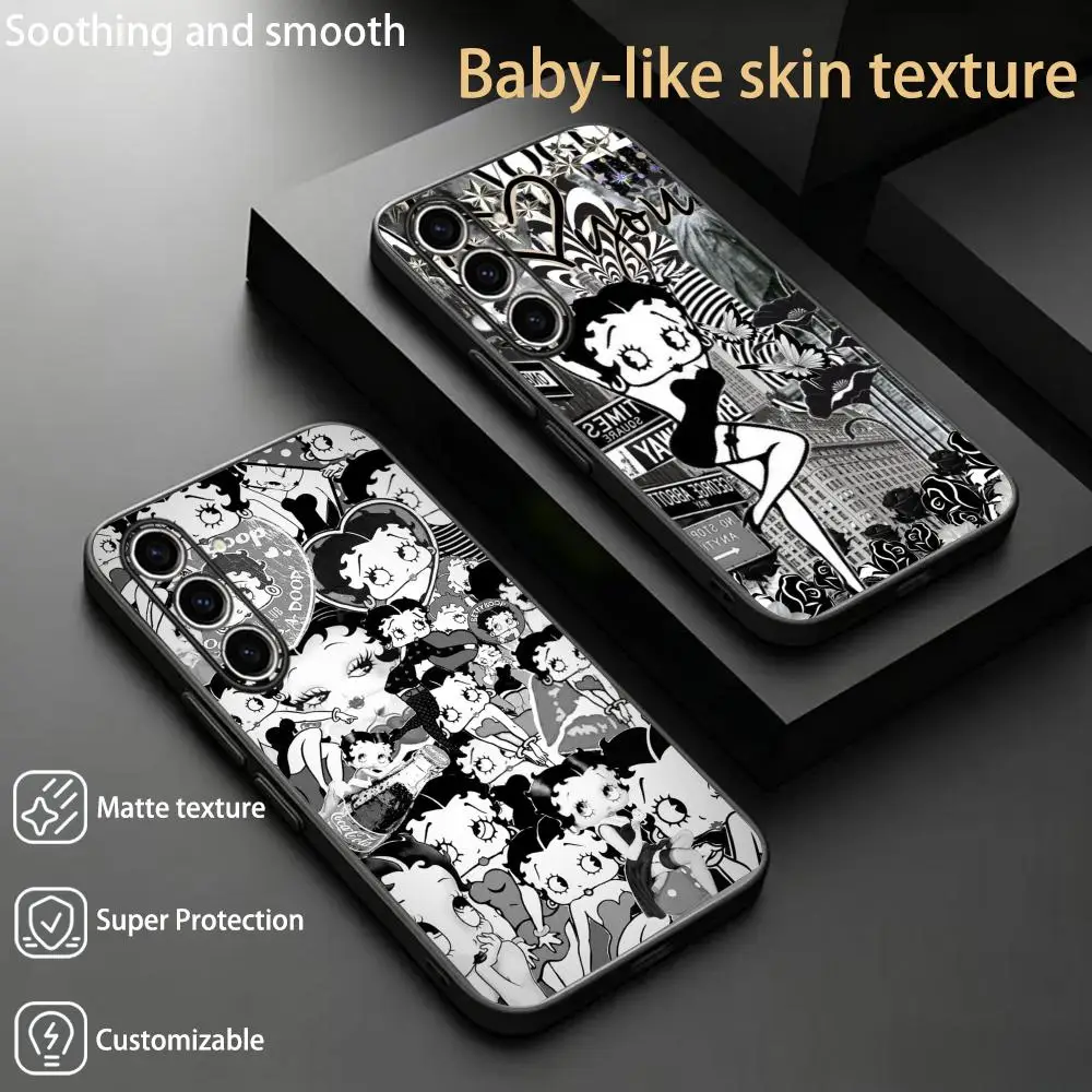 Cute betty boop design ins  Phone Case For Samsung Galaxy S26 S25 S24 S23 S22 S21 Plus Ultra Fold A Soft Black