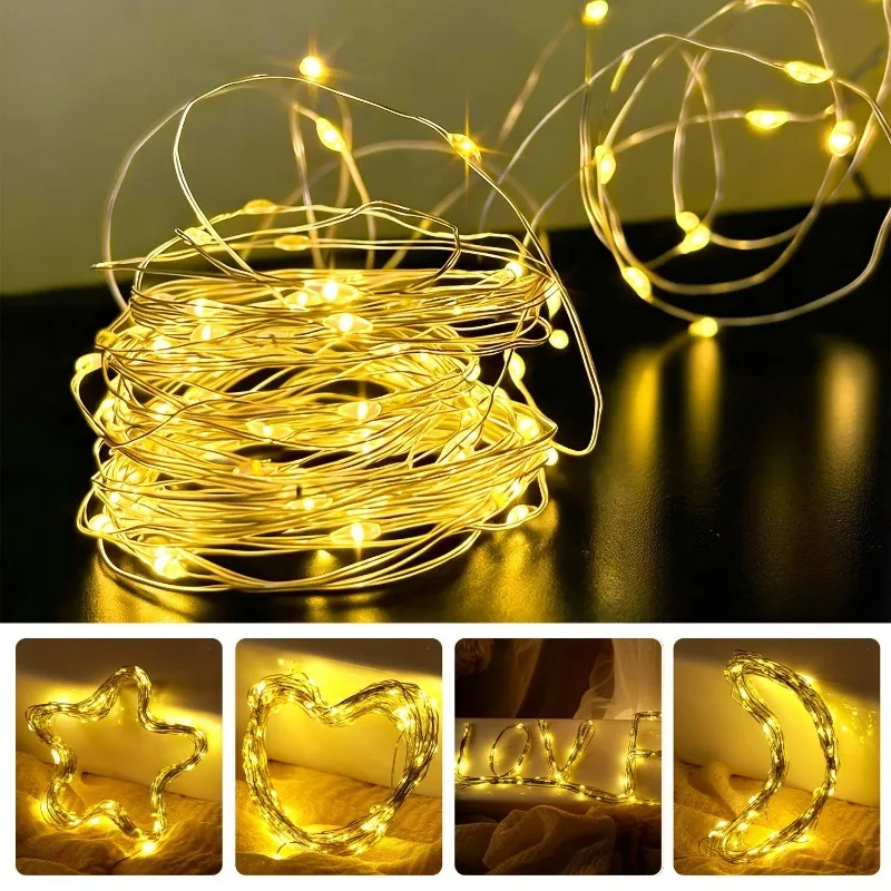 New Year Led String Lights Copper Wire Starry Fairy Lights Battery Operated for Bedroom Christmas Parties Wedding Decoration