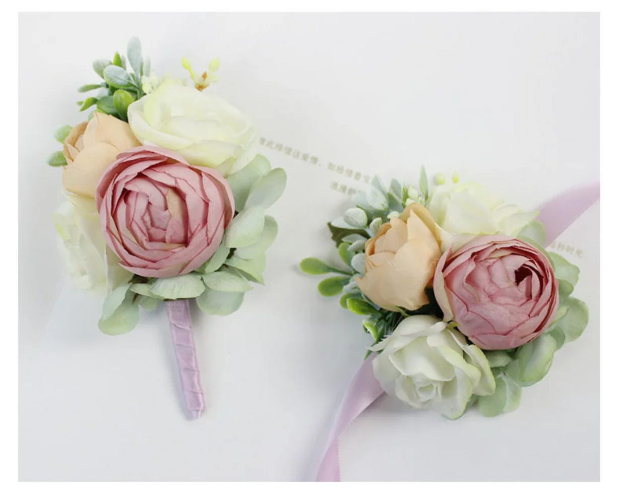 Bal de mariage et demoiselle d'honneur, fleurs artificielles mixtes, injRose Wrsit Corsages, épingles de cérémonie, boutonnières de Rh