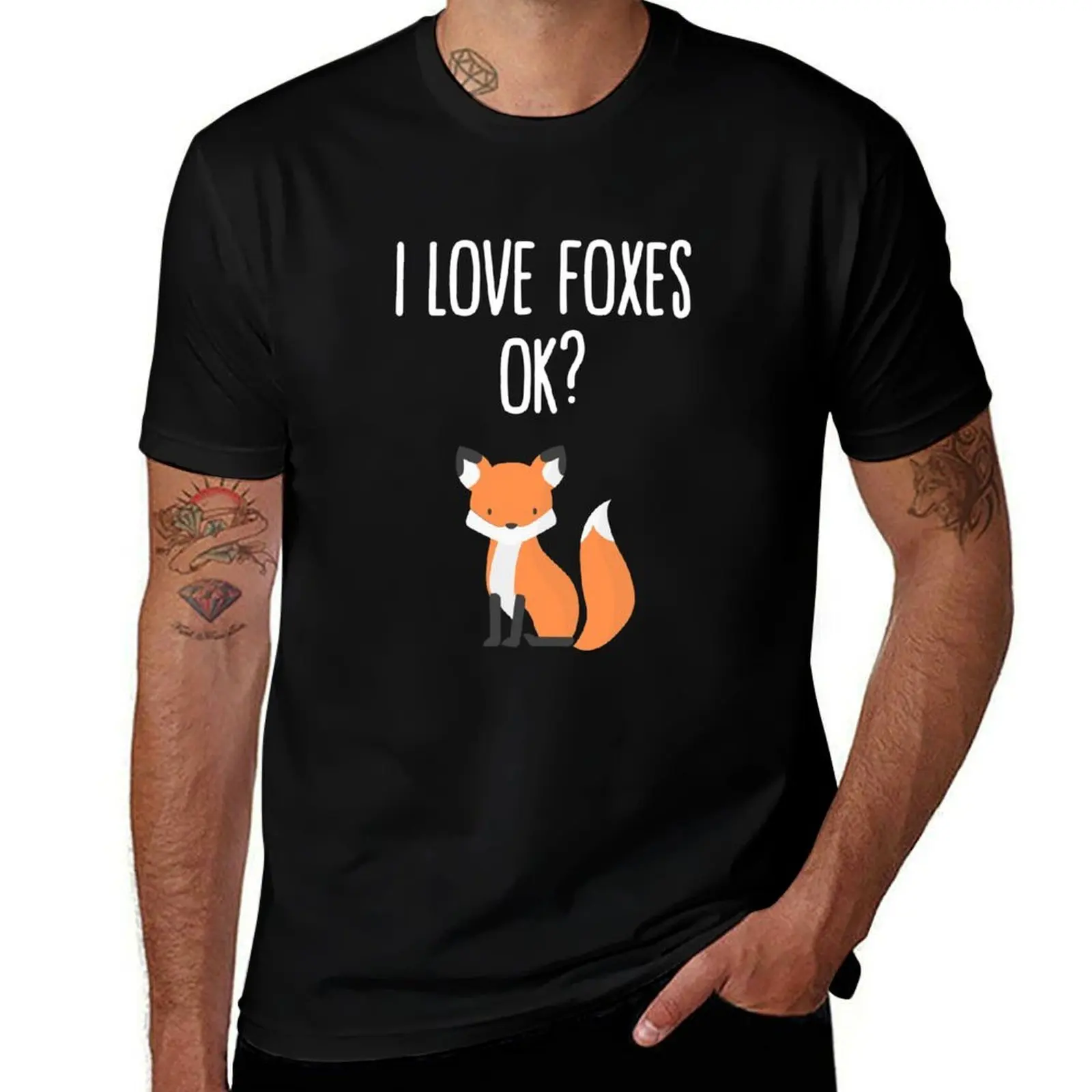 أنا أحب الثعالب موافق - Fox T-shirt g man تي شيرت للرجال تي شيرت مطبوع حسب الطلب