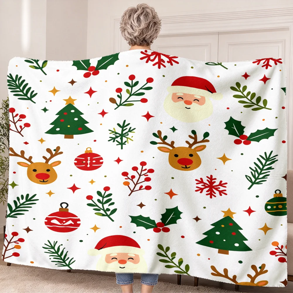 1PC Santa and Deer Print Wearable Blanket-Soft and comfortable for both men and women. It is very suitable for daily use, holida