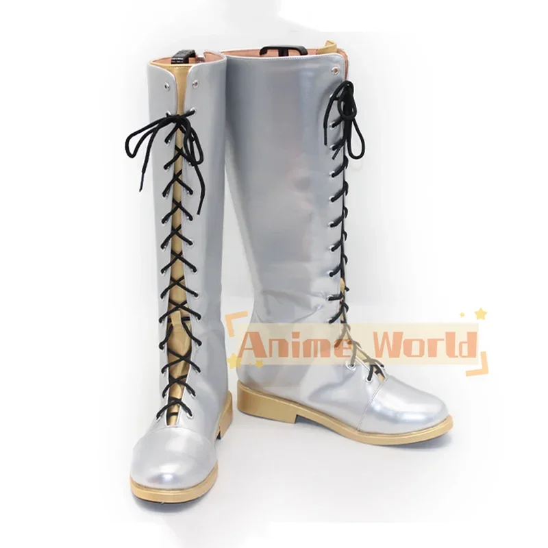 KPOP Demon Hunters Rumi Anime Cosplay zapatos botas KPOP Huntrix botín largo plateado Halloween carnaval accesorios de fiesta para mujeres y hombres