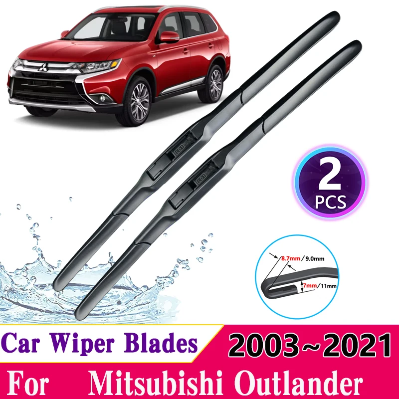 

2 шт. автомобильные дворники для Mitsubishi Outlander 2003 ~ 2021, передние дворники, лезвие, резак для ветрового стекла, автомобильные аксессуары