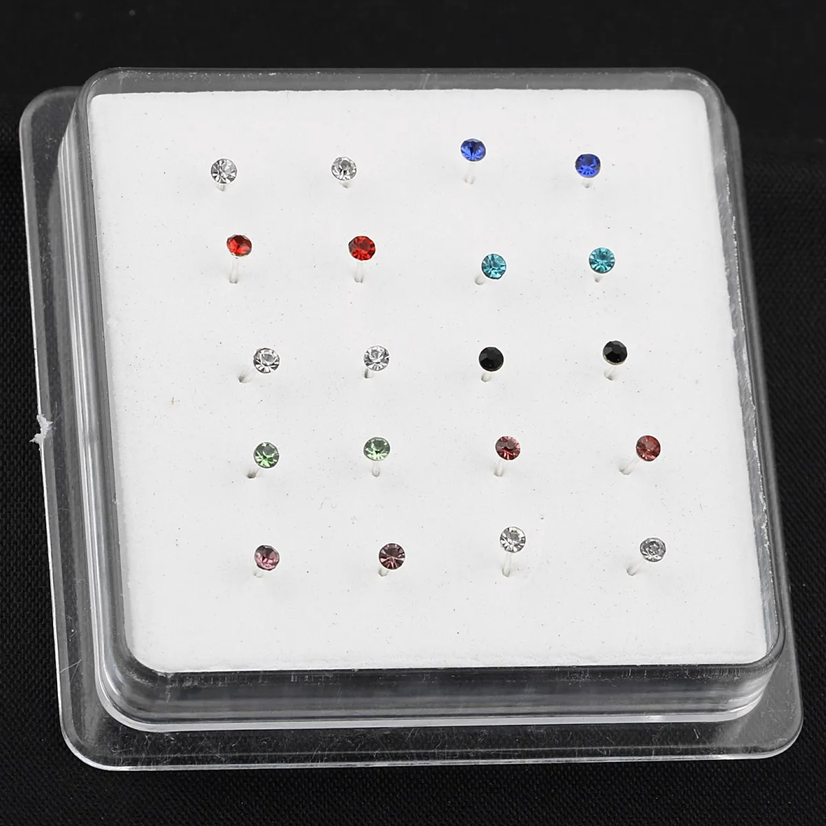 20ps 925 Sterling Silver Four Claw Crystal Nose Studs Simple Fashion Round Crystal Nail & Silver Nose Nose Rings Color Crystal