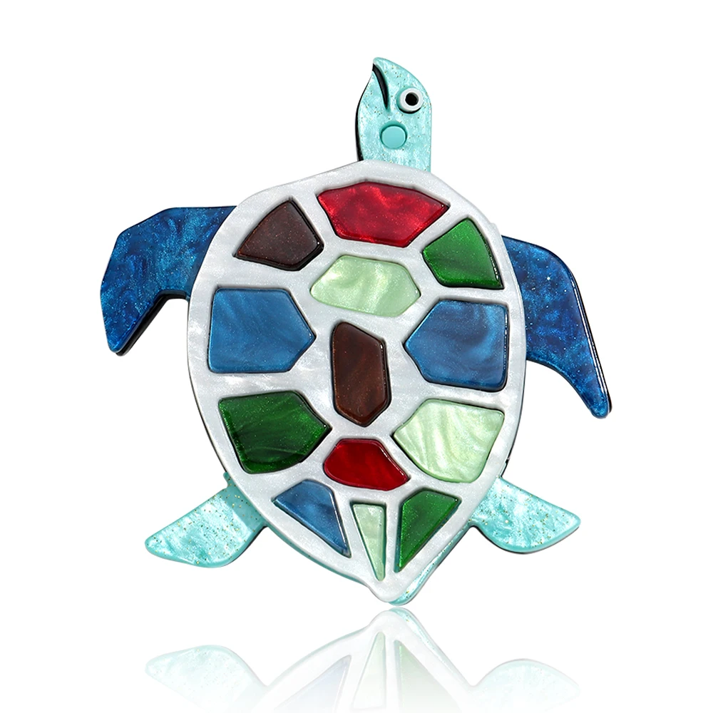 Cute Acrylic Cartoon Sea Turtle Splice Brooches for Women Unisex Elegant Colorful Marine Animal Badge Brooch Clothing Accessoriy