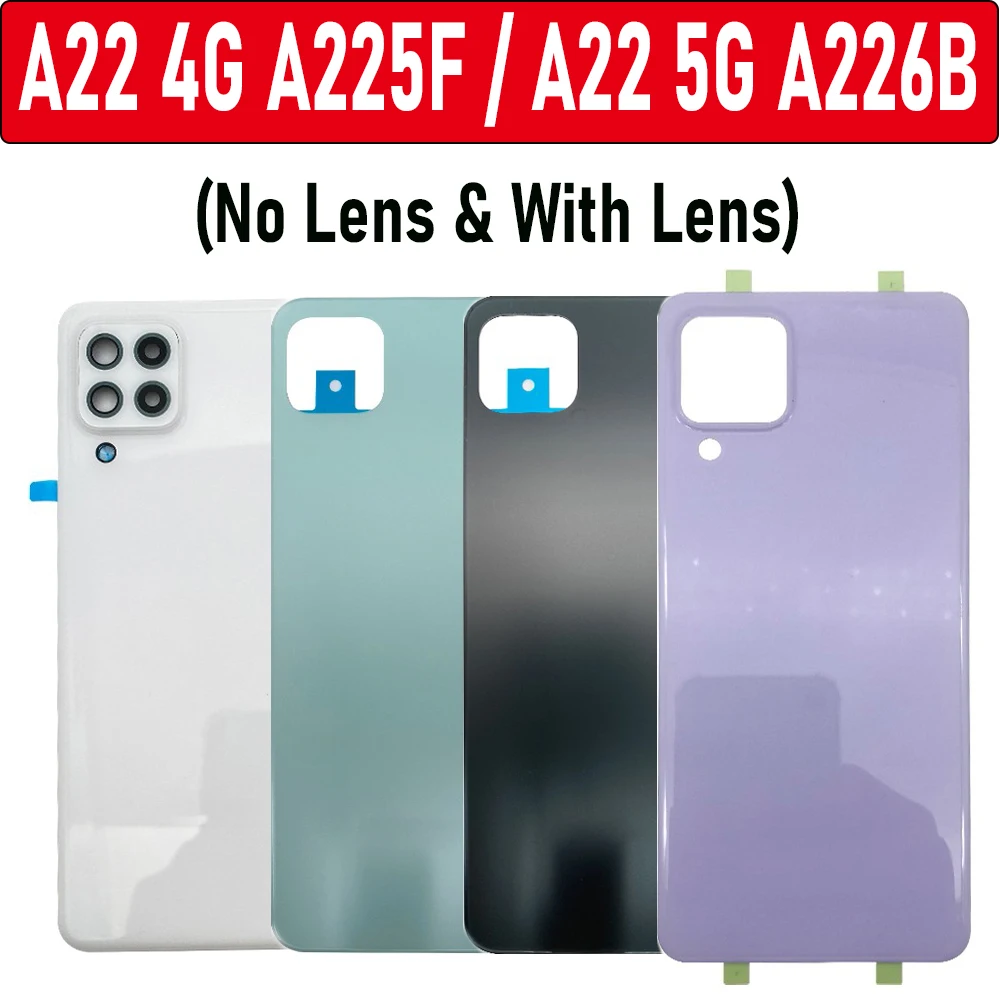 Back Battery Cover Housing Phone Housing Case Replacement With Adhesive With Camera Lens For Samsung A22 4G A225F / A22 5G A226B