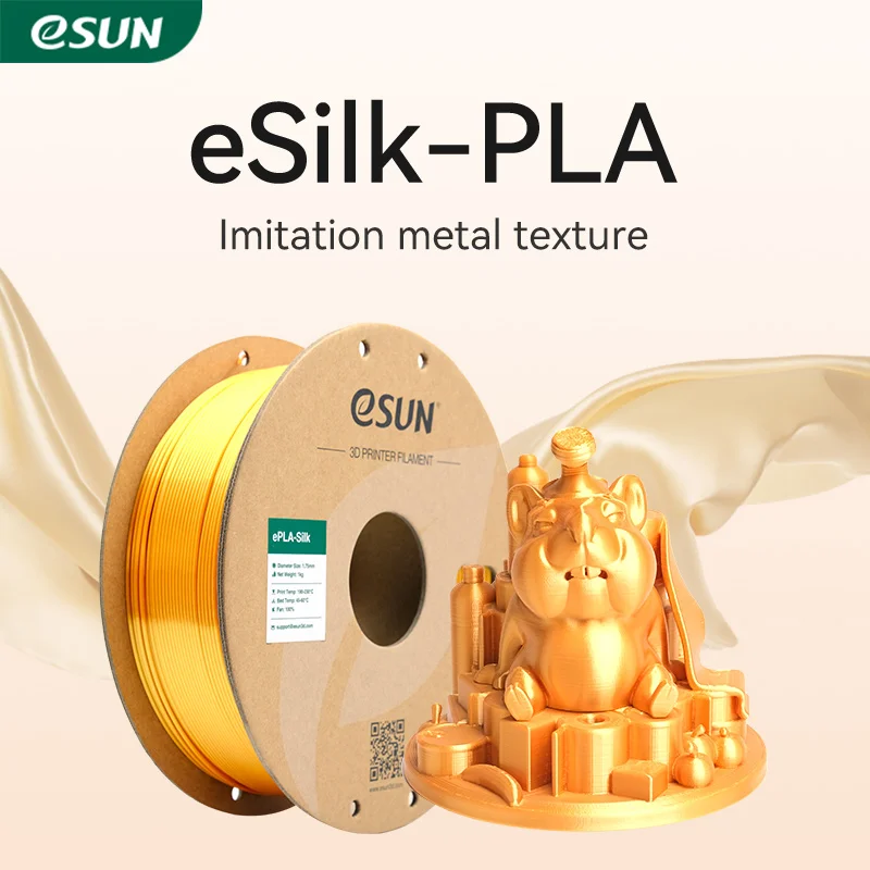 Filamento pla de seda esun 1.75mm, filamento de impressora 3d pla de seda metálica 1kg (2.2 lbs), materiais de impressão 3d para impressoras 3d