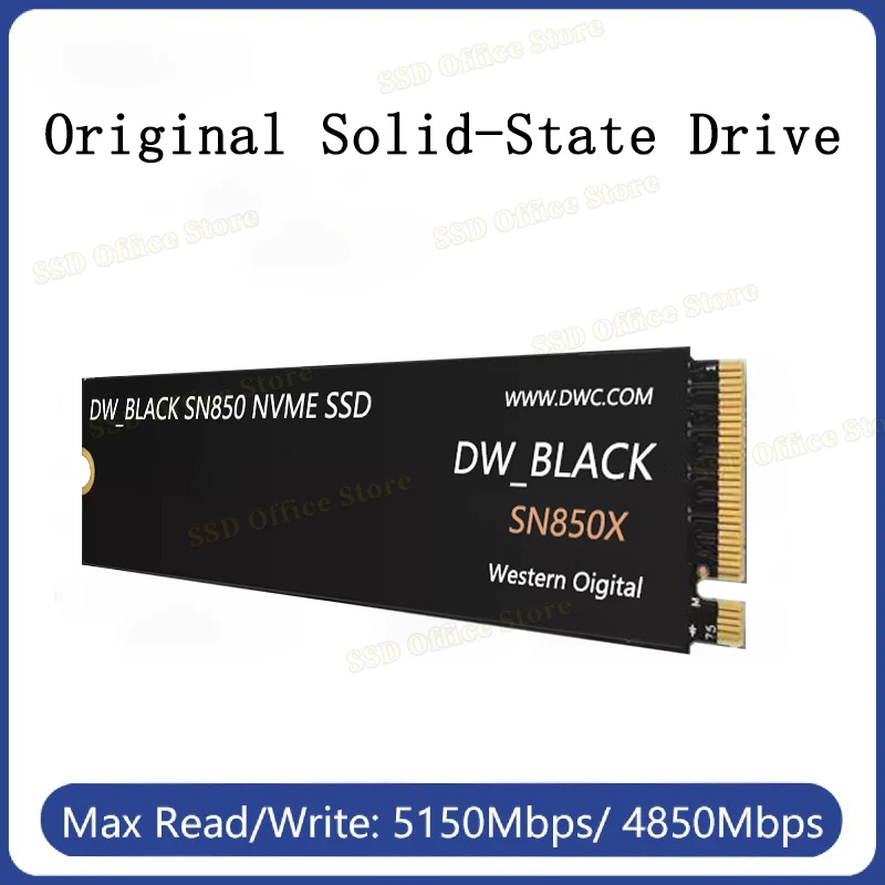 SSD SN850X preto para computador de jogos, Mini PC Notebook, Original, NVMe, PCIe 4.0x4, Leia até 7300 MB/s, 2280, Western