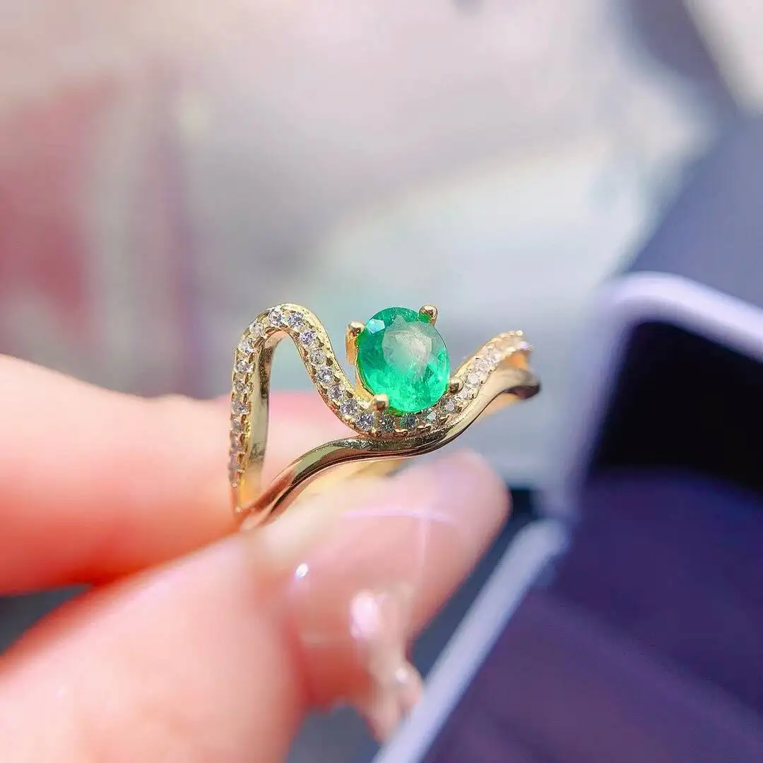 KJJEAXCMY New Jewelry Natural Women's Emerald Ring 925 silver inlay Colorful and splendid High clarity supports detection