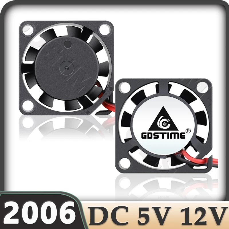 Gdstime 2006 5V 12V Cooling Fan 20x20x6MM 20MM Mini Silent Fan Hydraulic Bearing 2PIN Projector Sensor Axial Cooler Mini PC Fan