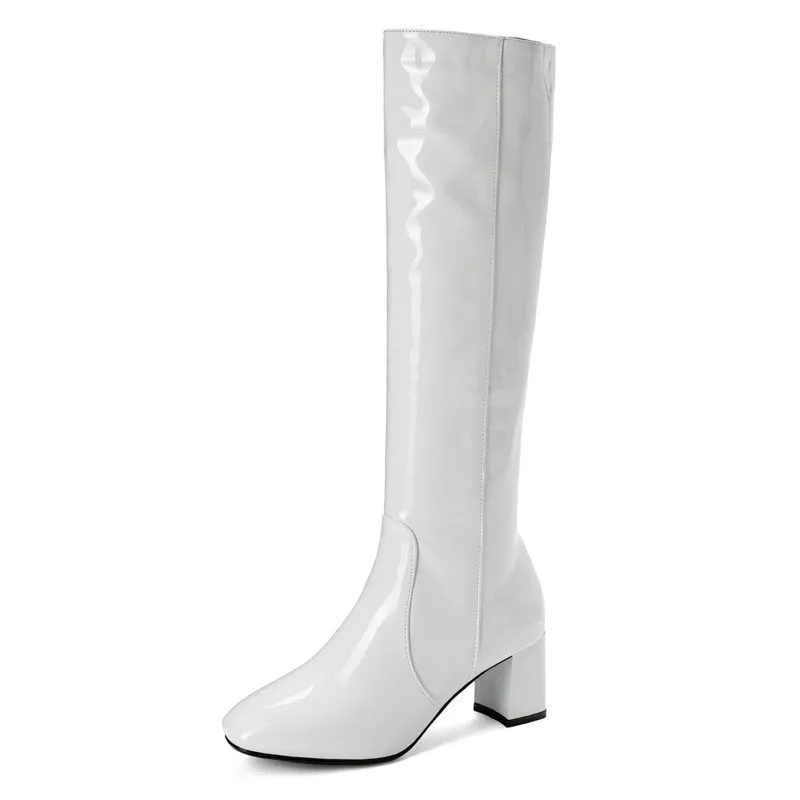 New Winter New Product Foreign Trade High Heel Square Head  Large High Barrel Boots
