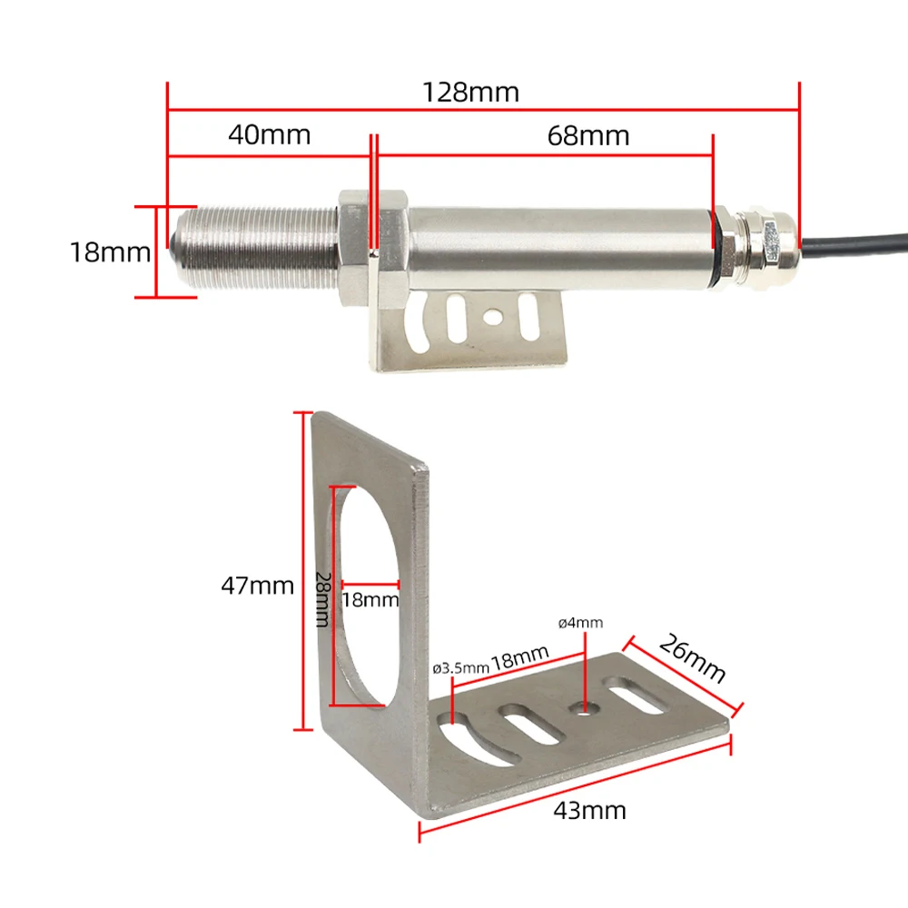 Stainless Steel Directional Flame Detection Sensor Infrared Flame Detector Flame Intensity Analysis Transmitter DC 5-12V