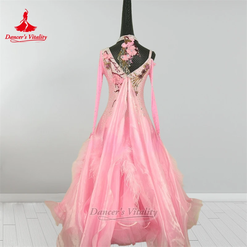 فساتين بلاكبول لمهرجان الرقص على شكل ريش الفالس للنساء ملابس الرقص الاجتماعي مع قلادة مخصصة لحيوية الراقصة #5