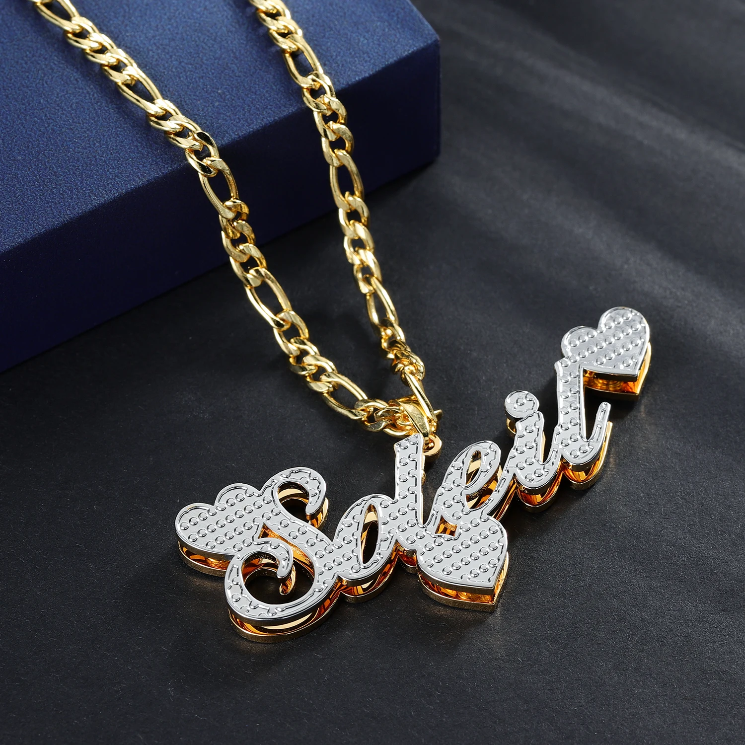 

Customized Two-color Name Necklace Double-Layer Stainless Steel Pendant Personalized Nameplate Charm Romantic Women's Jewelry