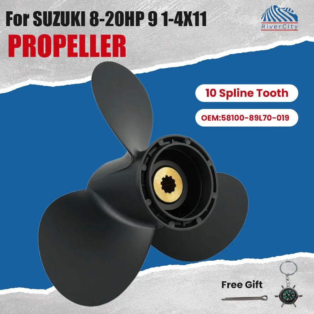For Suzuki Outboard Propeller 9 1/4x11 10 Spline Boat Prop Aluminum for 8HP 9.9HP 15HP 20HP Marine Engine Screw Ship Parts