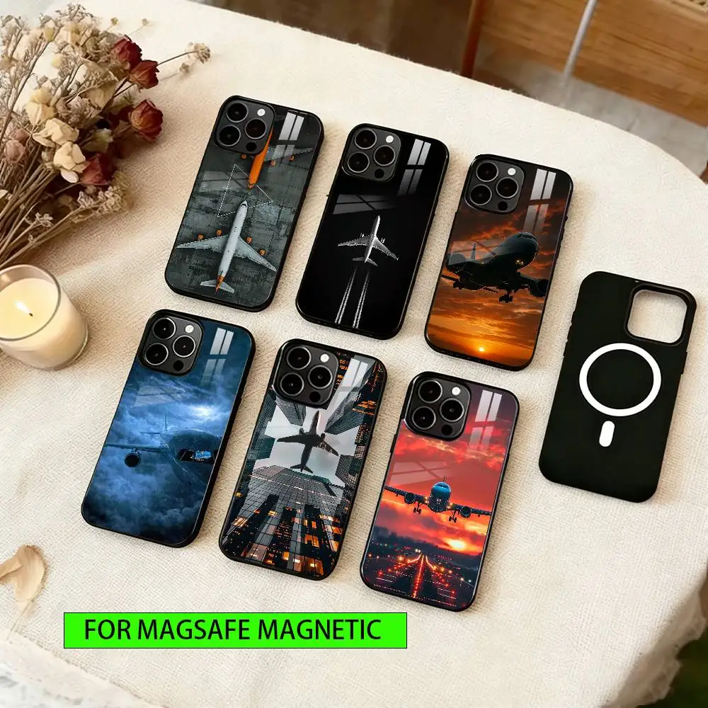 

Airplane Plane Phone Case For iPhone17,16,15,14,13,12,11 Plus,Pro Magnetic For Magsafe Wireless Charging
