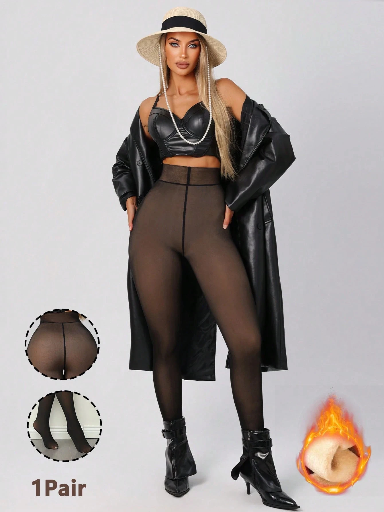 زوجان من الجوارب النسائية المثيرة باللون الأسود الشفاف، جوارب طويلة للخريف/الشتاء للأعمال، أنيقة للمكتب اليومي (مناسبة لـ 5-15 ° ج) #5