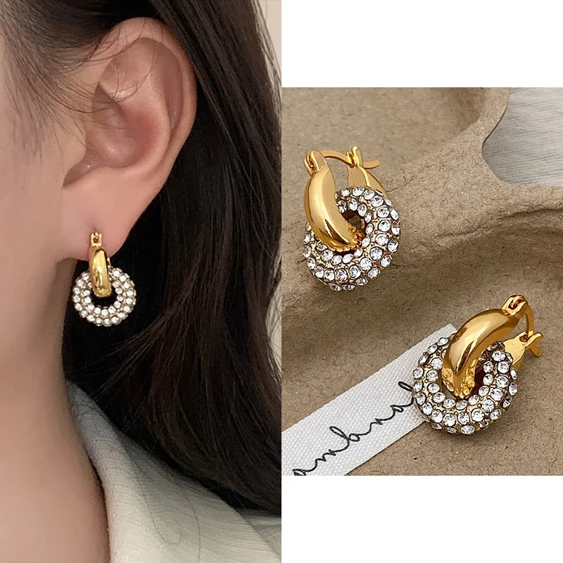 حقيقي 925 فضة الزركون الحد الأدنى جولة هوب أقراط للنساء العصرية غرامة مجوهرات ضوء الفاخرة الملحقات