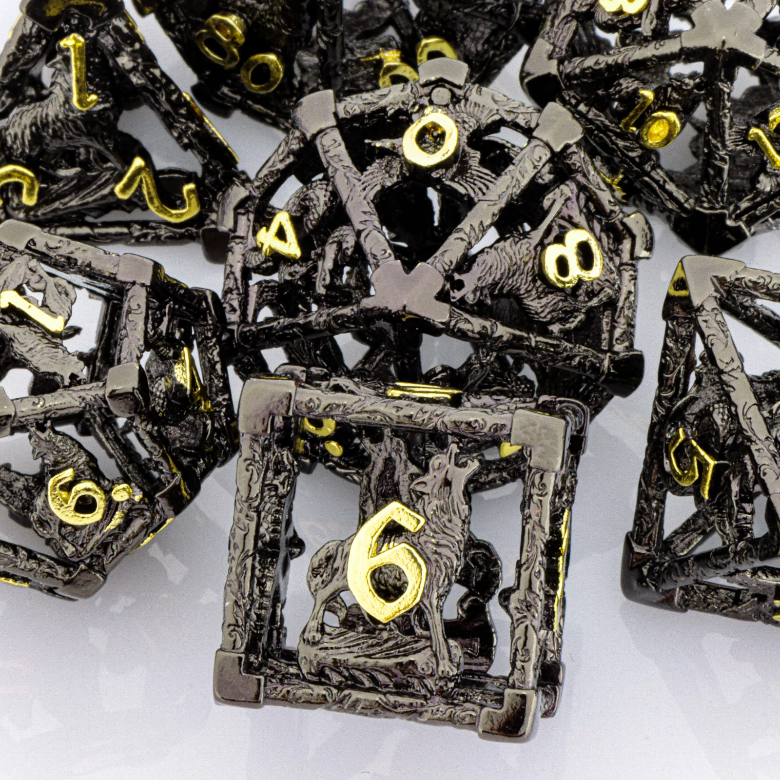 

D+D Black Metal Polyhedral Dice Set, Role Playing D&D Dice for Dungeon and Dragon RPG Dice Gift, D and D Dice