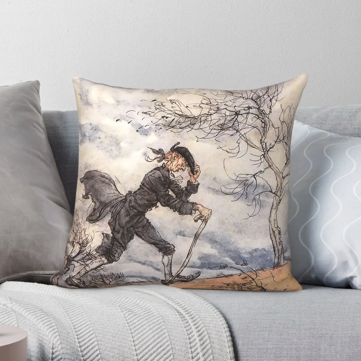 

Legend Of Sleepy Hollow Arthur Rackham Square Pillowcase Polyester Linen Velvet Pattern Zip Decorative Sofa Cushion Cover