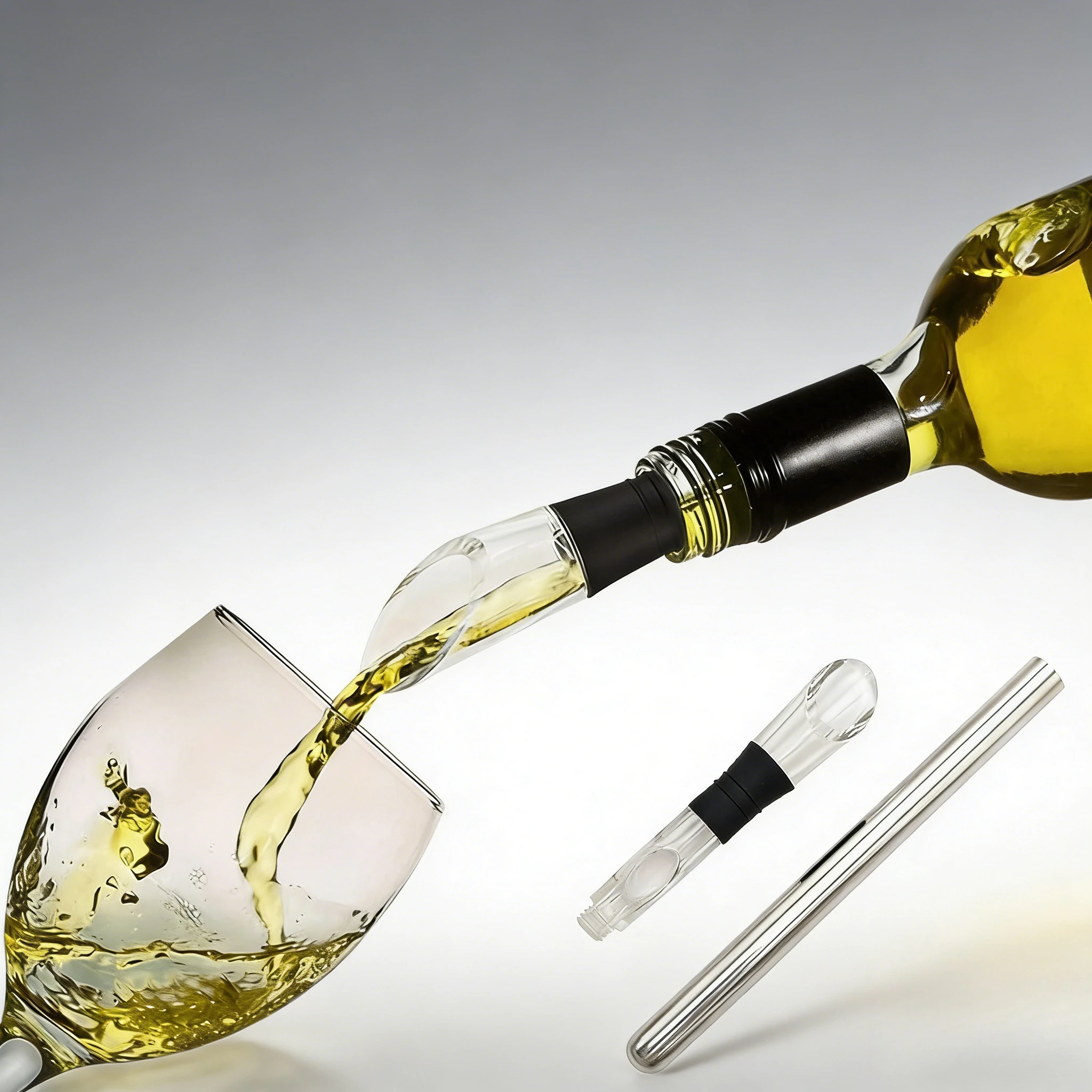 

304 Stainless Steel Wine Chiller Stick - Rapid Cooling Ice Wine Rod with Pourer & Aerator for Red Wine, White Wine, Champagne