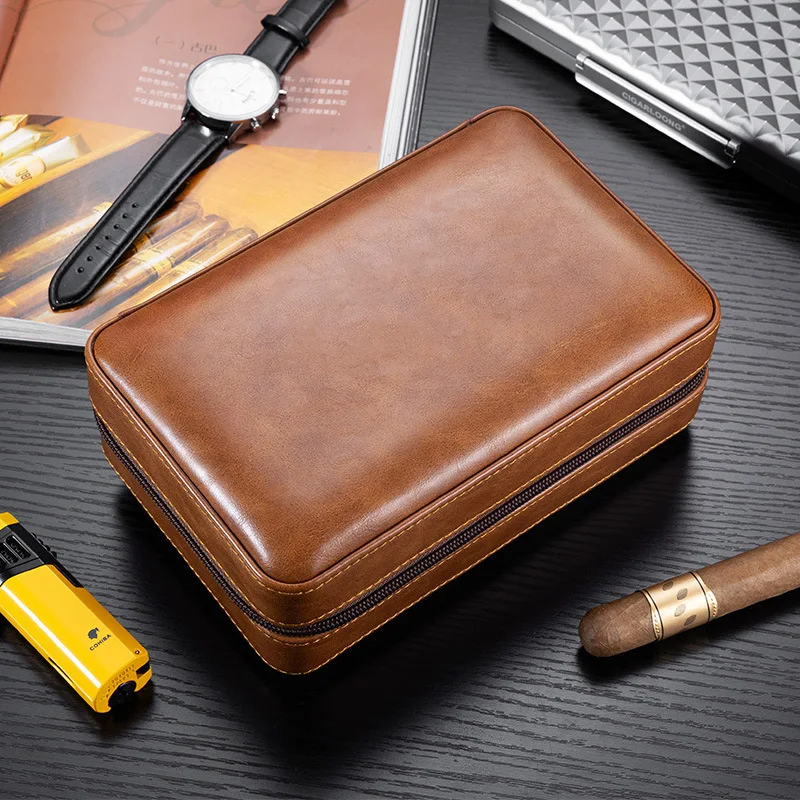 

Кейс-хумидор для сигар из кедрового дерева, кожаный, ретро, люкс, портативный, для путешествий, для хранения сигар, аксессуары для курения Cohiba