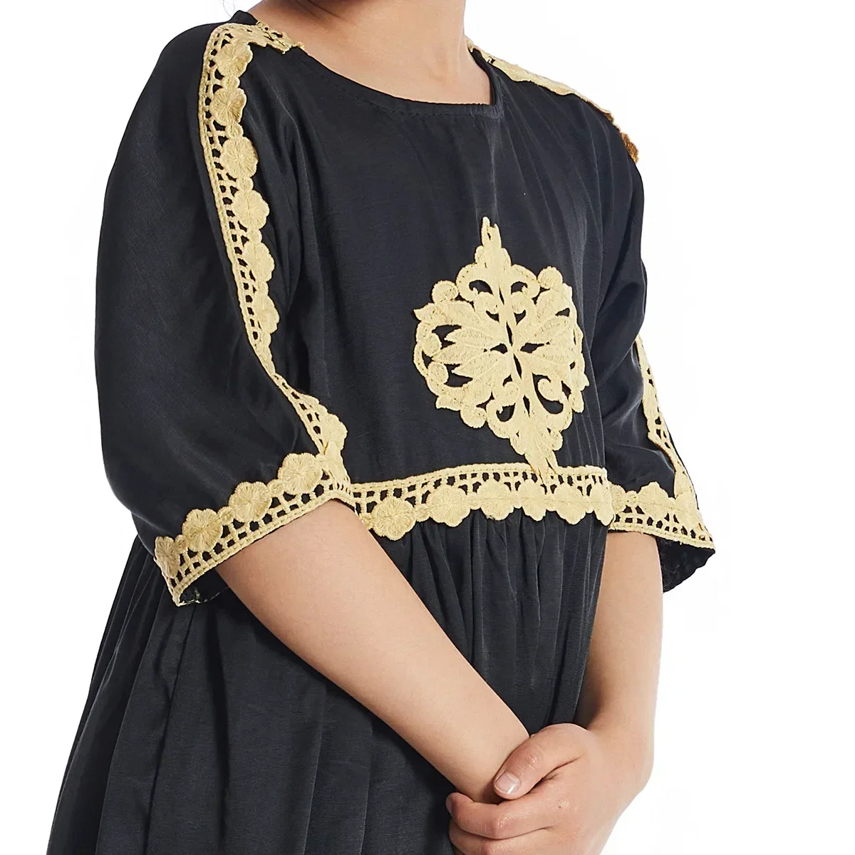 Ramadan Fashion Muslim Children Abaya Summer Girl Maxi Dress Long Robe Gowns Kimono Cute Jubah Middle East Arab Islamic Clothing