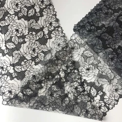 1 Yards Two Sides New Fashion Black Embroidery Polyester Lace Trim Big Flower Lace Fabric Hollow Flower Mesh Embroidery