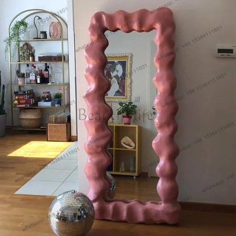 Minimalist Korean Style Mirror Modern Full Body Dressing Aesthetic Full Body Mirror Funky Wavy Simple Spiegel Wand Home Products