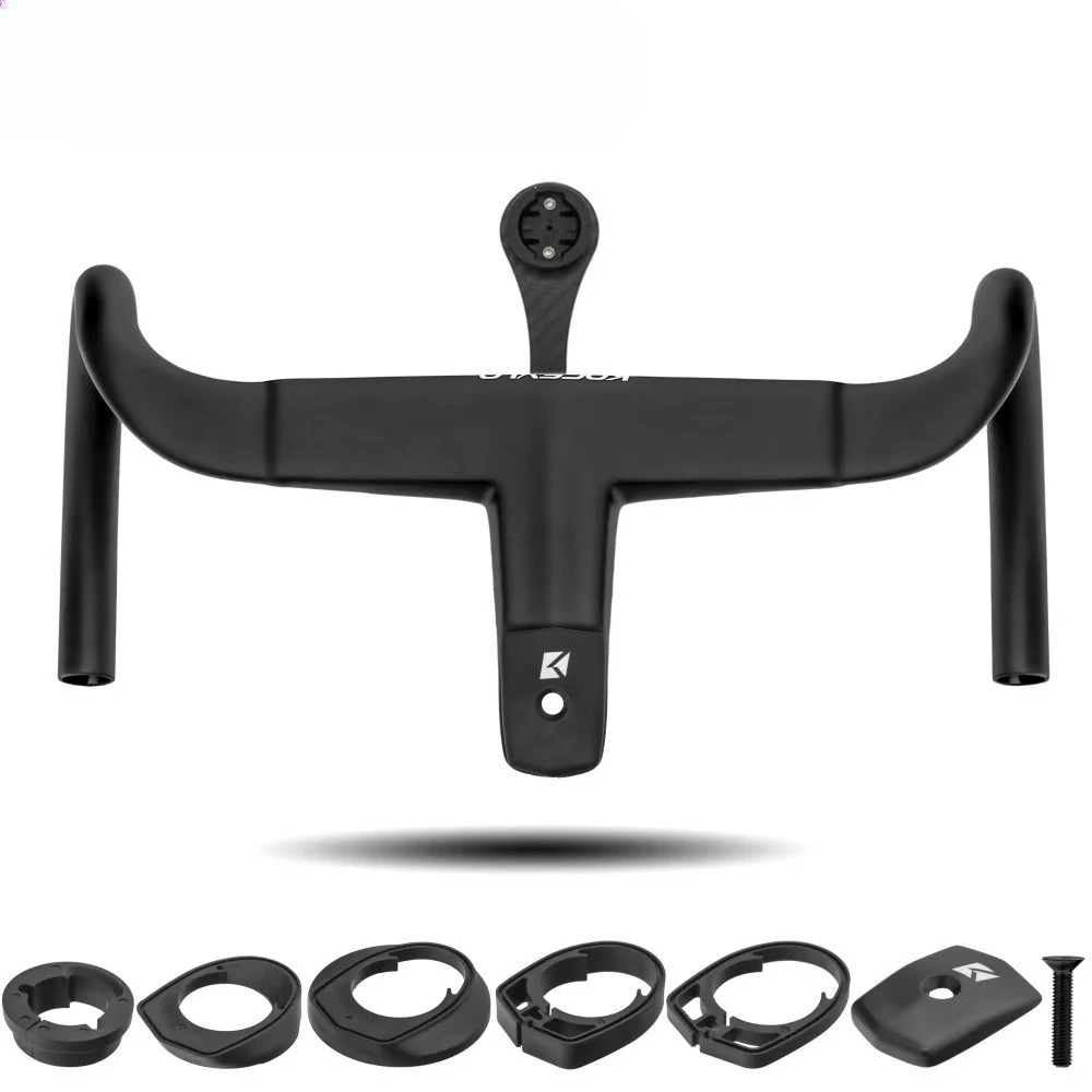 Full Internal Wiring Carbon Fiber Road Car Handlebar Integrated Curved Handle With Code Watch Rack Gasket