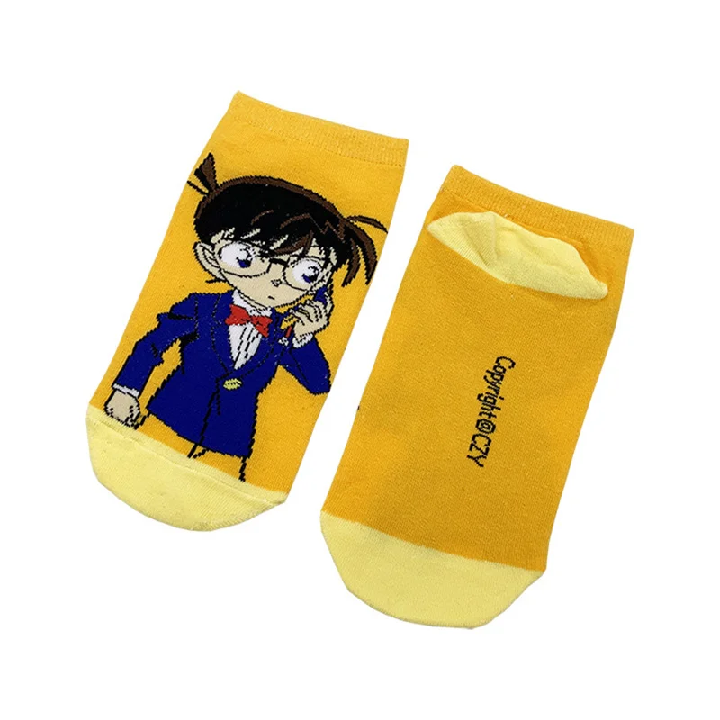 Conjunto de 5 pares de meias anime padrão kudou shinichi mouri ran kaitou kiddo haibara ai curto corte baixo acessórios cosplay adereços presente