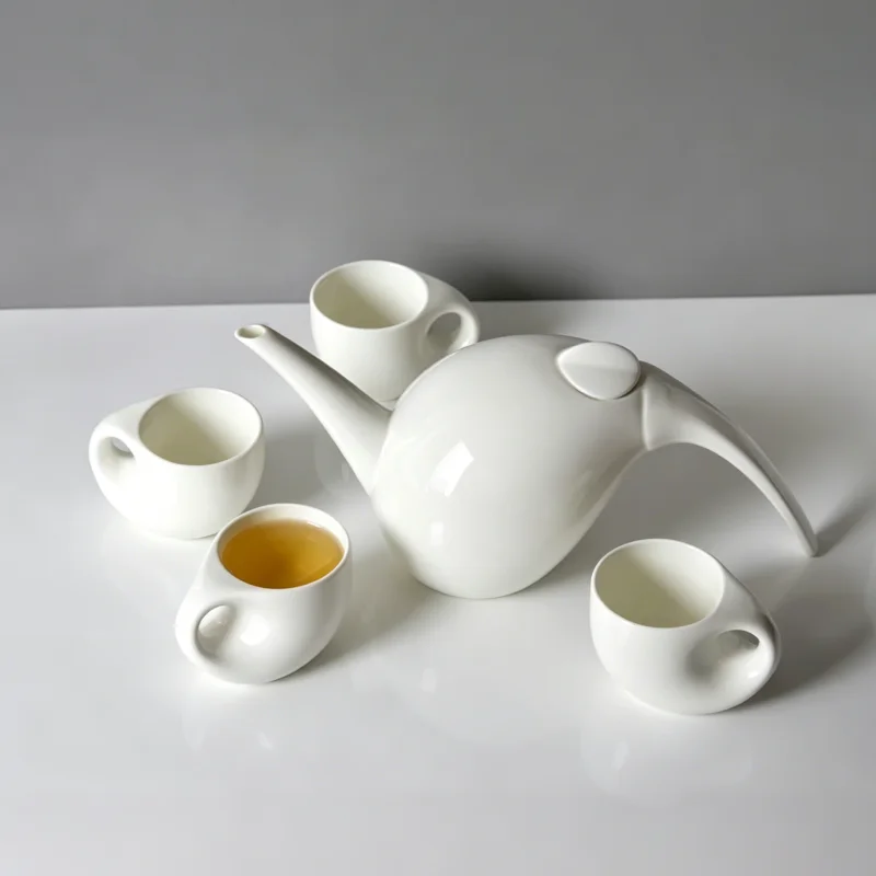 Plain white bone china tea pot & cup set , water drop shape, five-piece set, english tea set, teapot for tea, ceramic coffee set