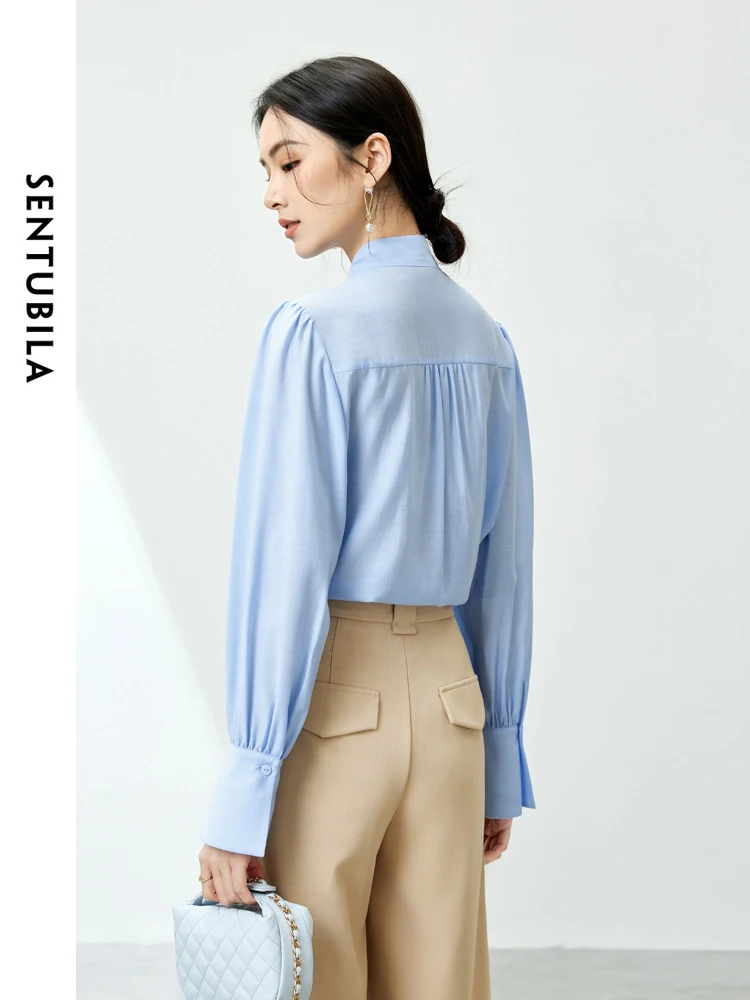 SENTUBILA Bow Chiffon Blouse Camisole 2 Piece Set Women 2024 Spring Loose Thin Button Up Shirt Tank Top Woman Clothing 141V53139