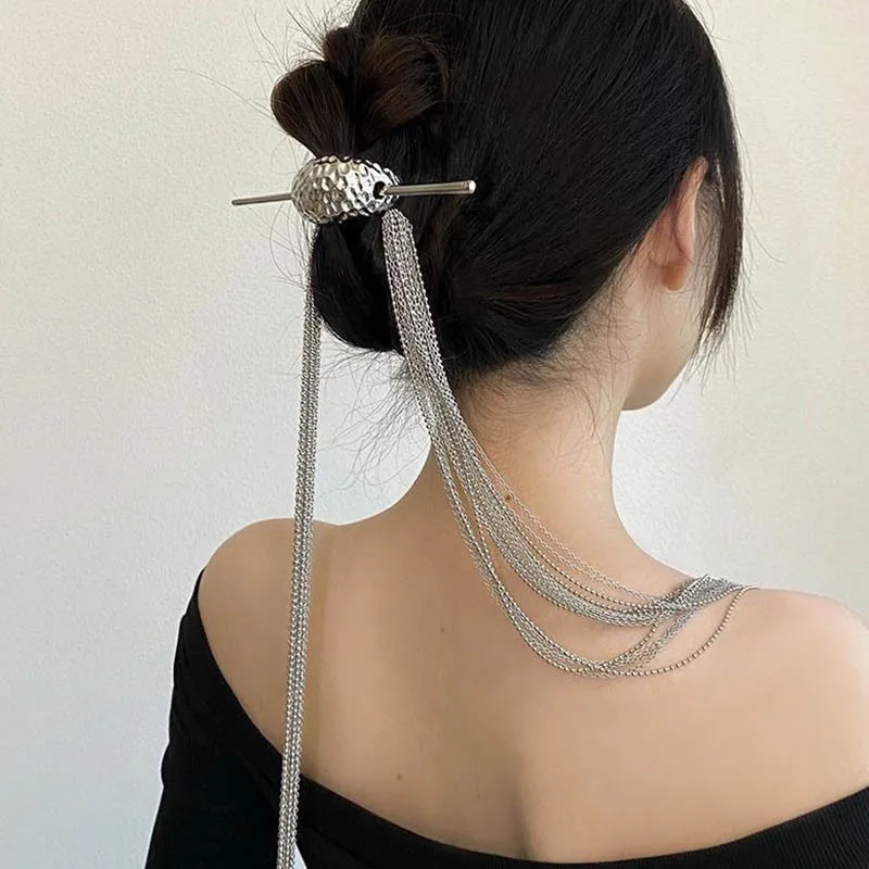 Long Flowing Su Hairpin High-end Feeling New Chinese Style Ponytail Back of The Head Hairpin Headpiece Exaggerated Hairpin