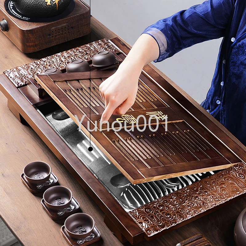 Luxury Retro Chinese Tea Tray Drainage Decoration T-shirt Office Desk Accessory WK50T