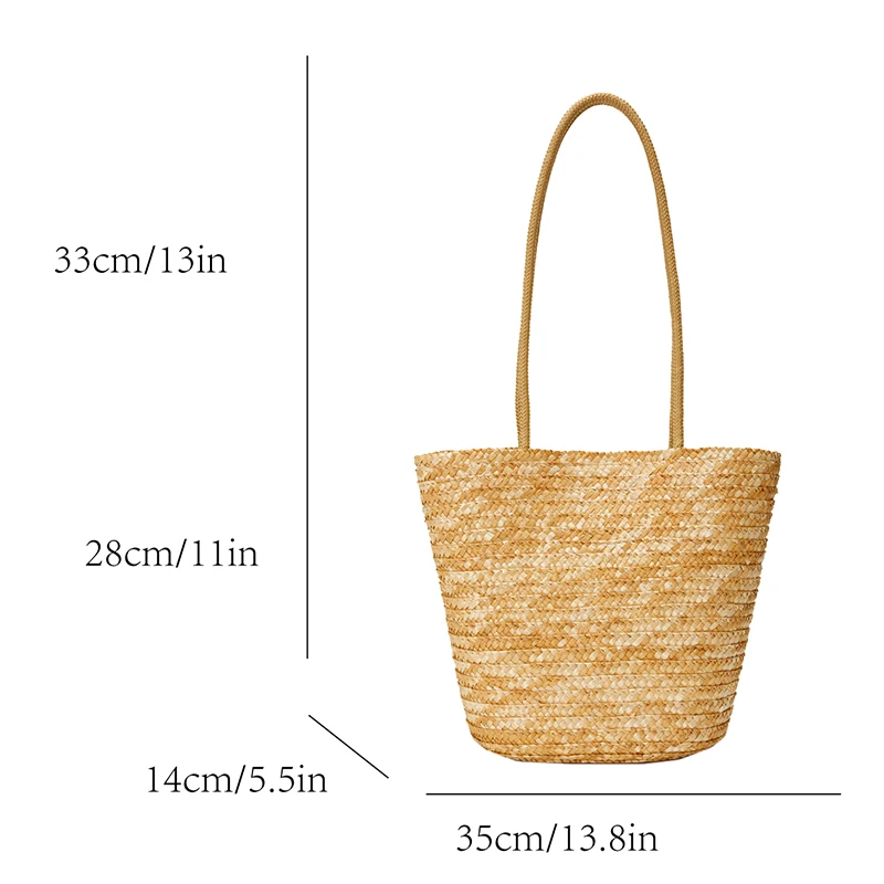 Elegant Ladies Straw Woven Handbag Women Holiday Beach Commute Casual Tote Top-Handle Bags Fashion Retro Shoulder Bags 2024