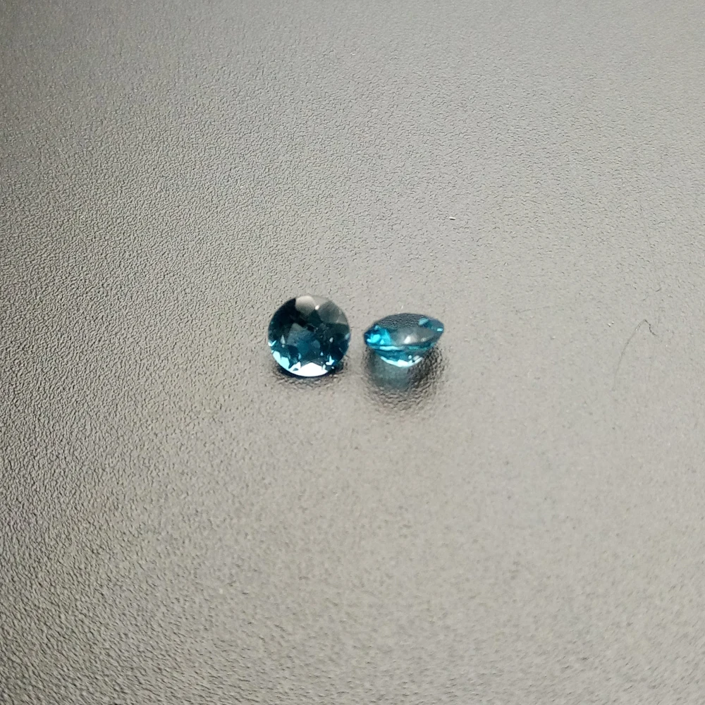 2pcs Round 8.0mm-10mm Facet Cut London Blue Topaz Natural Stone Eye Clean Semi-precious Loose Gemstone For Jewelry Making