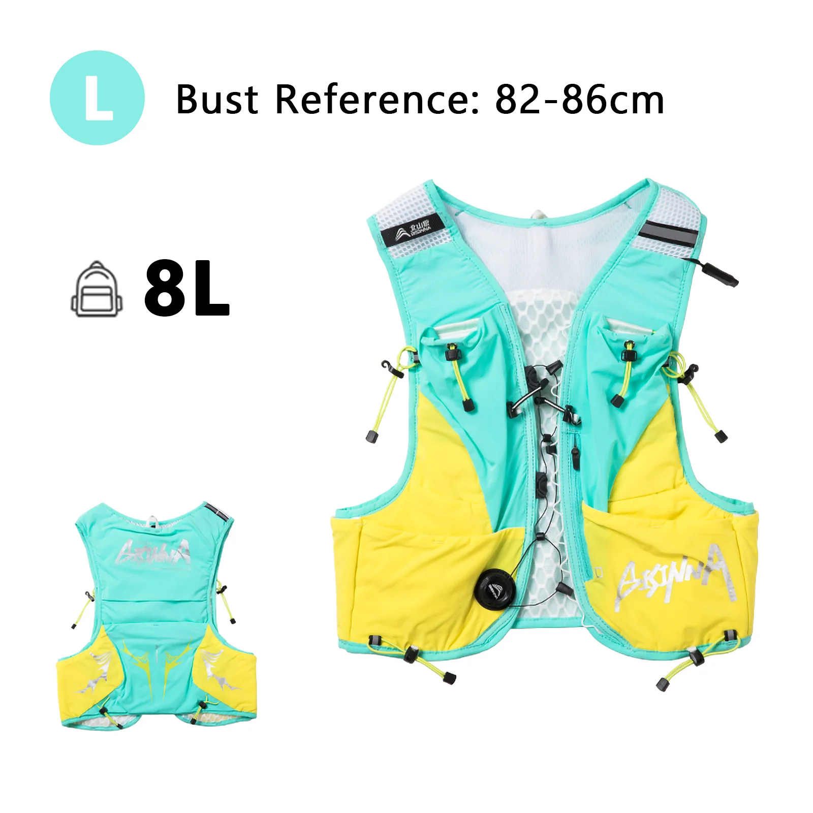 BISINNA Trail Running Vest Ultralight 8L Hydratatierygsack met meerdere vakken, ademend, voor marathon, fietsen, outdoor wandelen